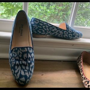 Blue leopard print loafers, 6M